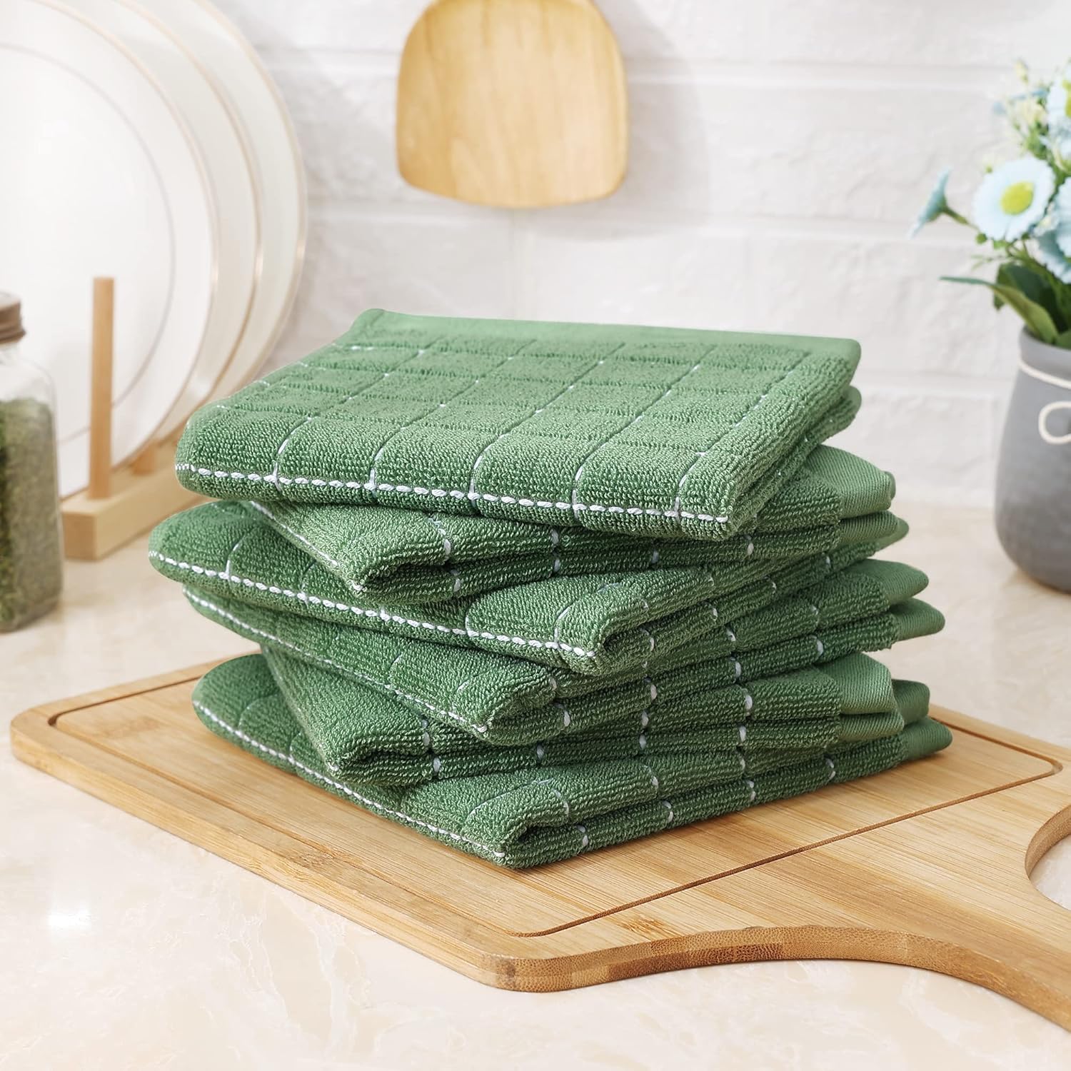 Homaxy Paños de cocina de rizo de algodón 100%, ultra suaves y absorbentes, adecuados para secar y lavar platos, paquete de 6, 12 x 12 pulgadas,