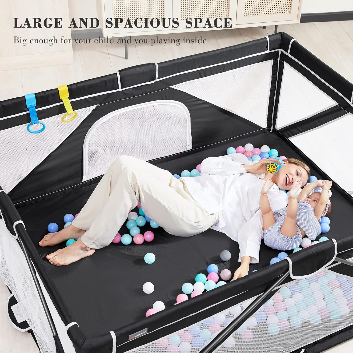 ANGELBLISS Corralito plegable para bebés y niños pequeños, centro de actividades para bebés en interiores y exteriores con malla transpirable