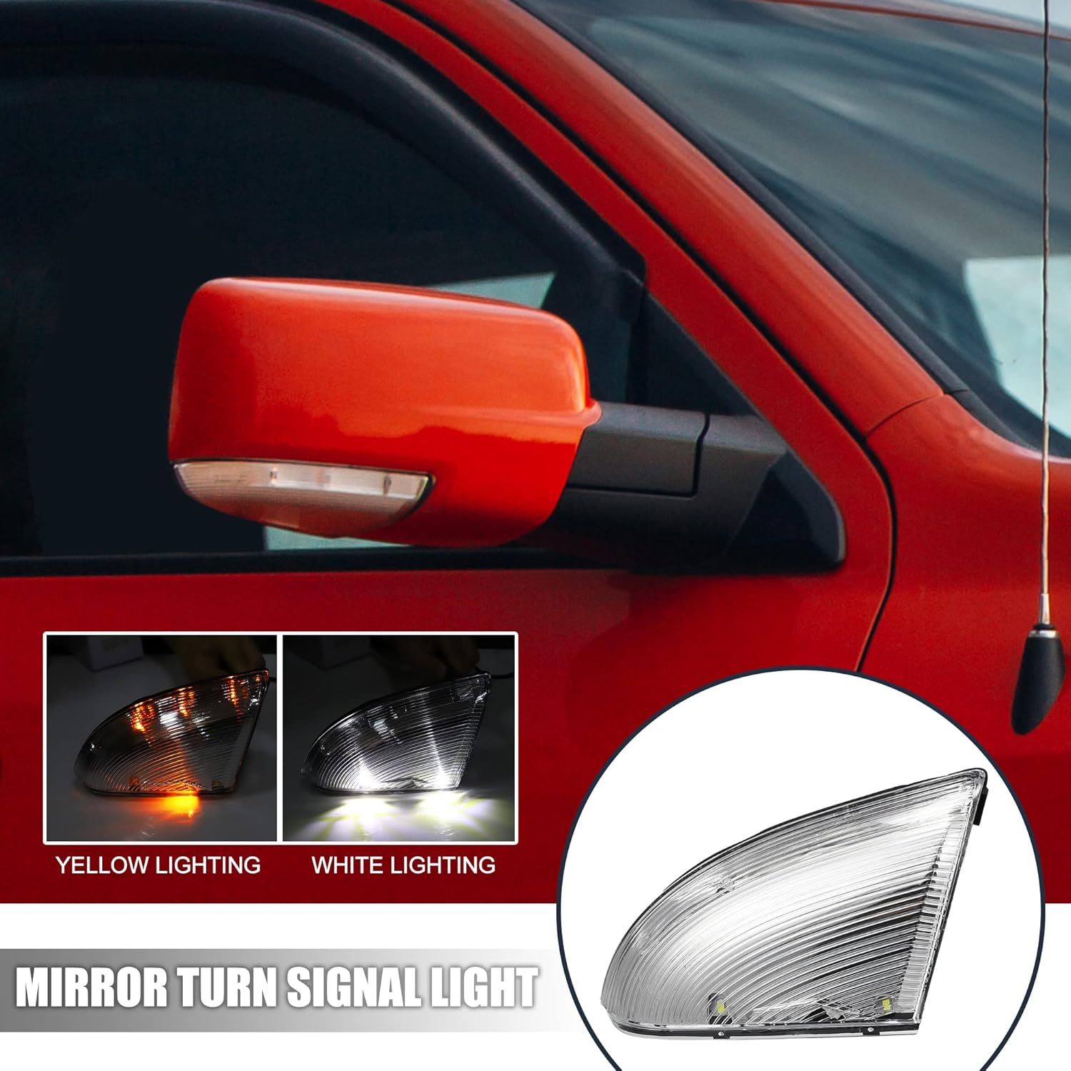X AUTOHAUX Luz LED de señal de giro del espejo delantero derecho del coche 68064948AA apto para Dodge para Ram 1500 2009-2018 negro