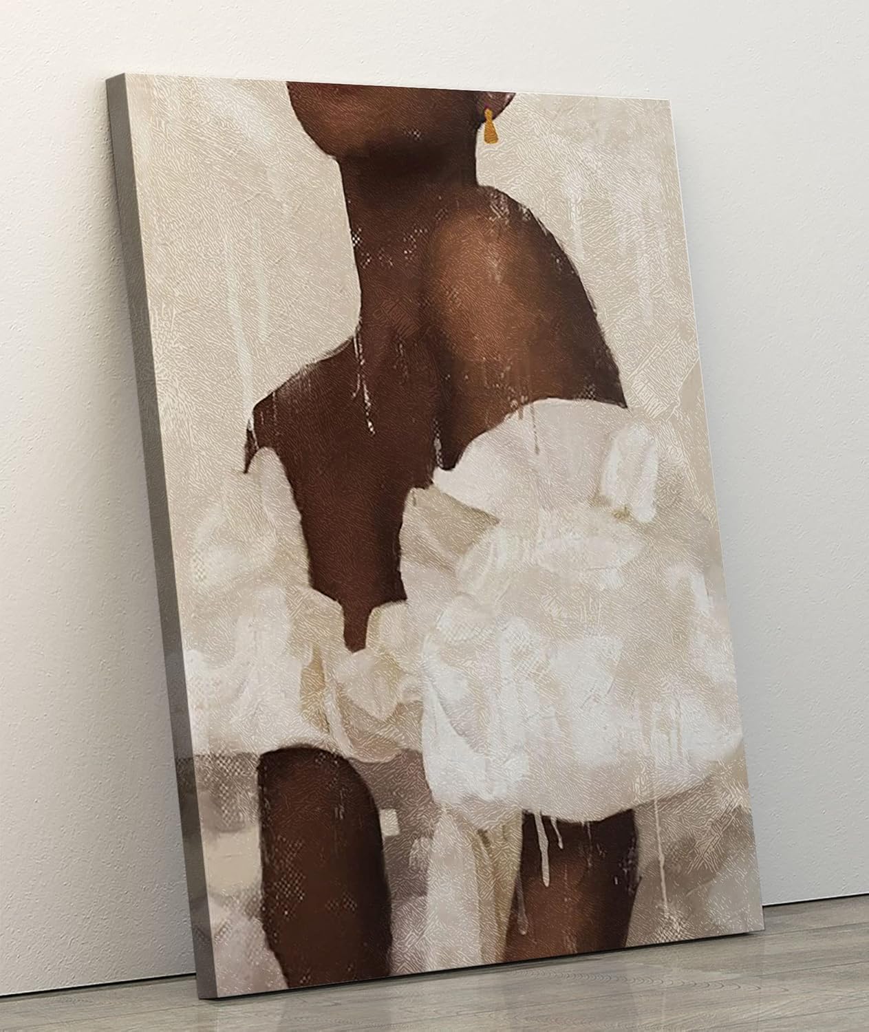Tuyashua Lienzo decorativo con marco de mujer negra (11.5 x 15 pulgadas), arte de pared afroamericana, decoración de pared de niña negra para sala