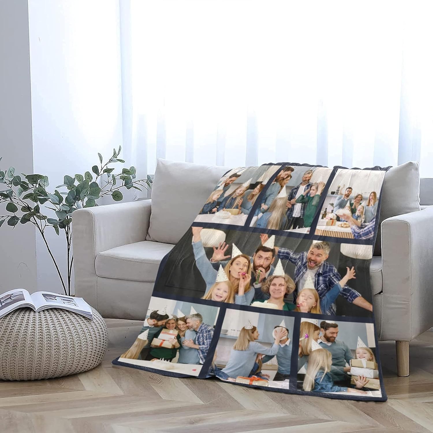 Manta personalizada con collage de texto fotográfico, mantas personalizadas de franela de vellón para cumpleaños familiar, Halloween, Navidad,