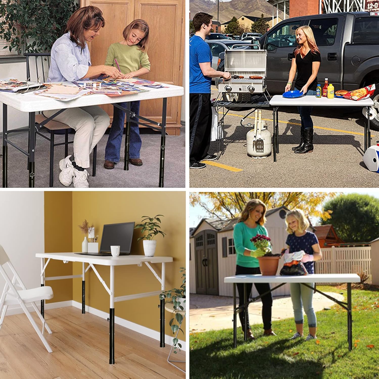 Laowu Extensores de patas de mesa para mesas plegables, extensiones de patas de mesa plegables para patas rectas y dobladas, elevadores de patas de