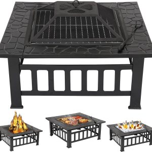 Zeny brasero de jardín para exterior, patio, brasero, hogar de madera y metal, para asador, cocina cubierta de jardín, #01 Zeny brasero de jardín para exterior, patio, brasero, hogar de madera y metal, para asador, cocina cubierta de jardín, #01