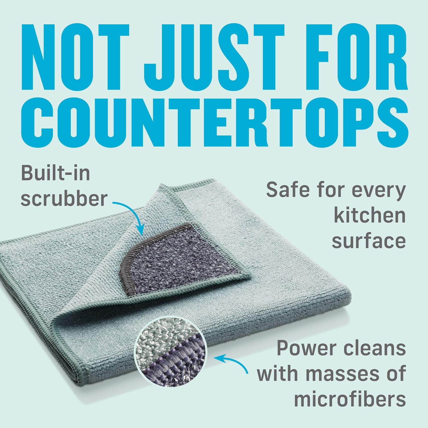 E-Cloth Limpieza de microfibra de cocina, embalaje ecológico, paño de fregar, paquete de 2