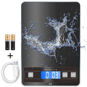 hito Báscula de alimentos, báscula digital de cocina de 33 libras, peso gramos y onzas, impermeable, recargable, para pérdida de peso, cocinar y hito Báscula de alimentos, báscula digital de cocina de 33 libras, peso gramos y onzas, impermeable, recargable, para pérdida de peso, cocinar y