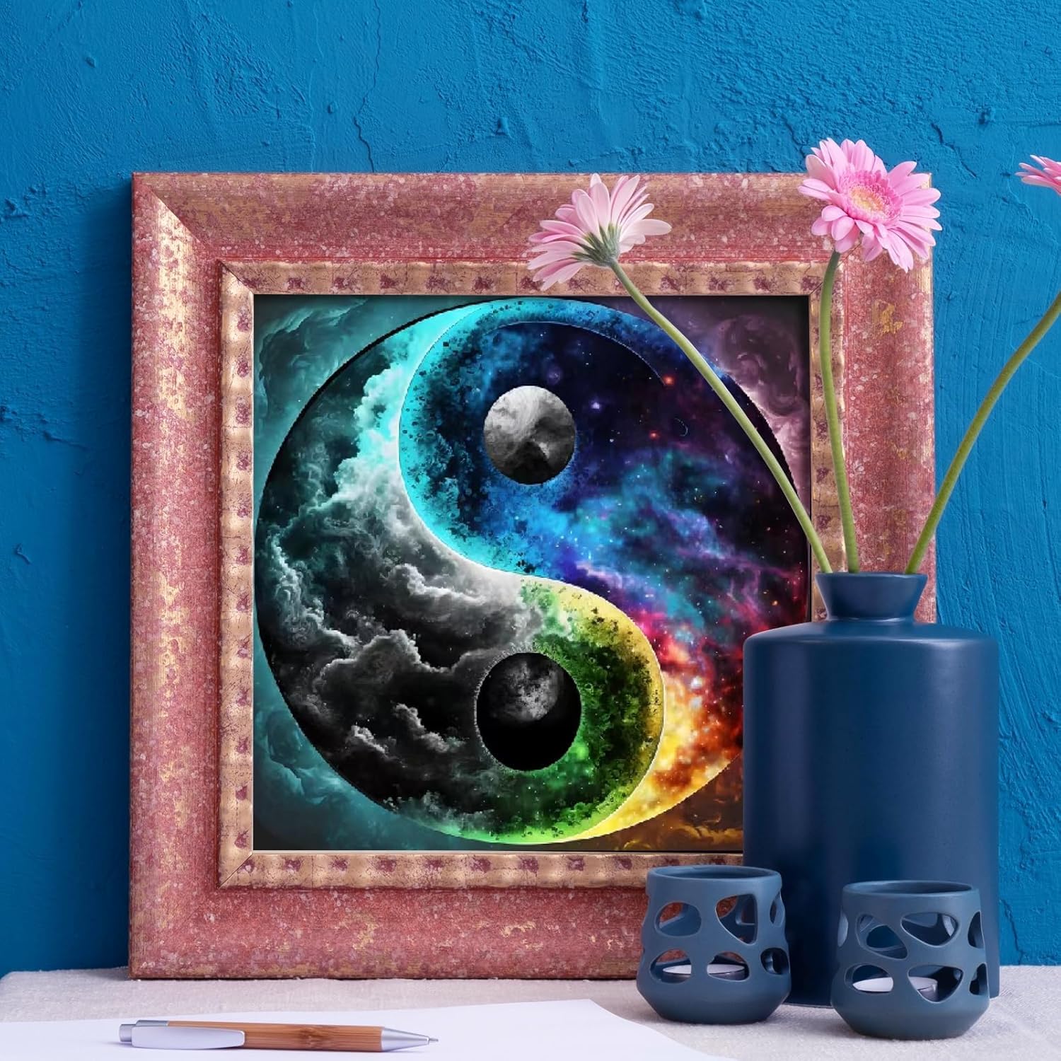 clothmile Yin Yang Eye Diamond Kits para adultos principiantes Taladro redondo completo 30 colores DIY Yin Yang Eye Diamond Art Kits para decoración