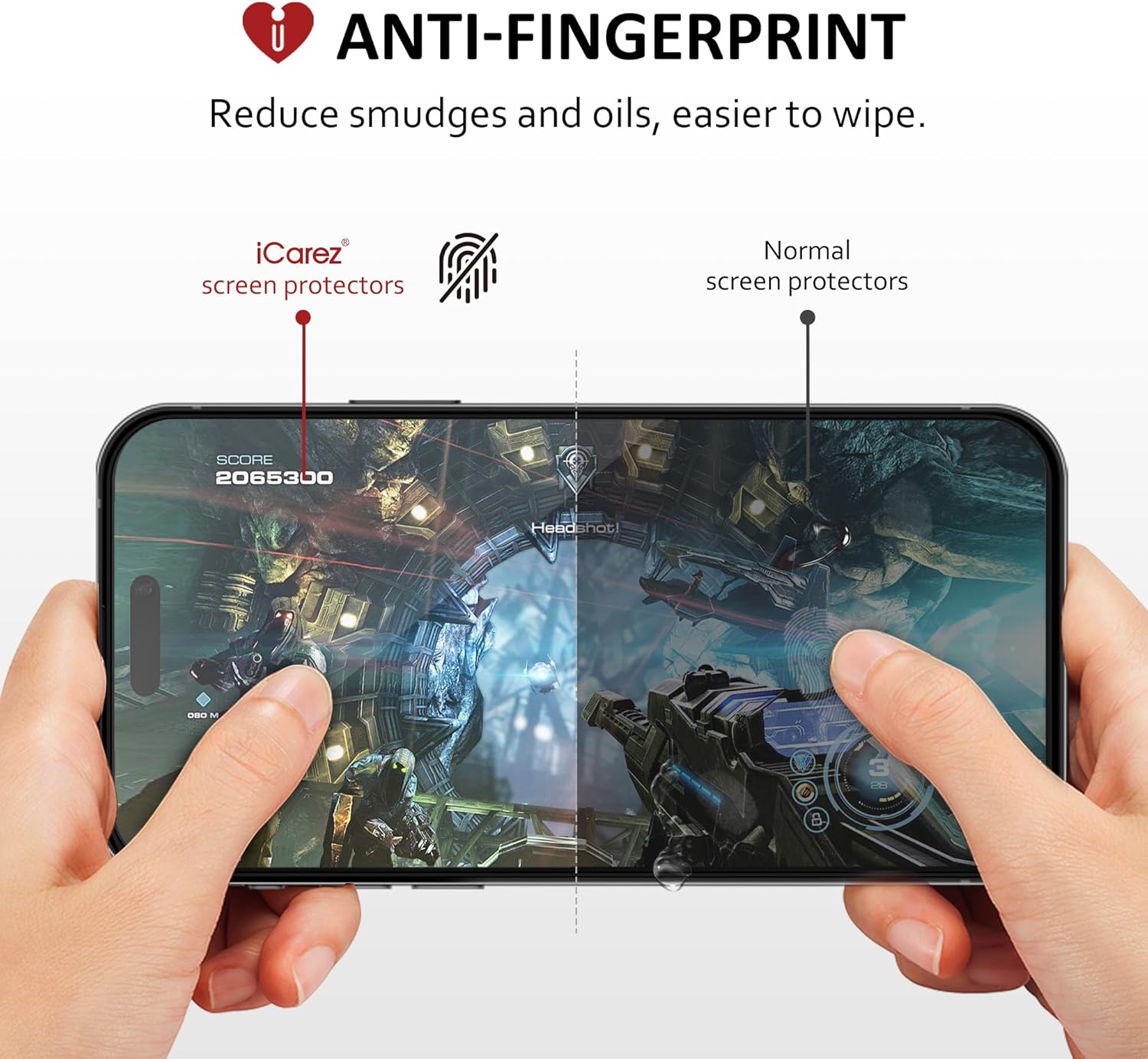 iCarez Protector de pantalla de vidrio templado para iPhone 15 Plus de 6.7 pulgadas 2023 (paquete de 2) compatible con fundas, cobertura completa,