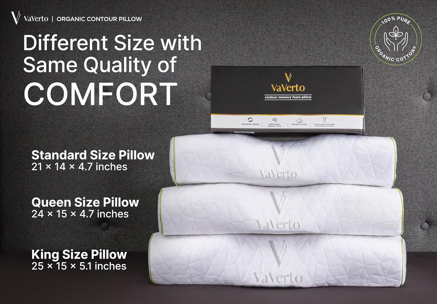 Vaverto Almohada ortopédica cervical para dormir de lado, contorno ajustable para aliviar el cuello y el dolor, ideal para dormir de lado, espalda y