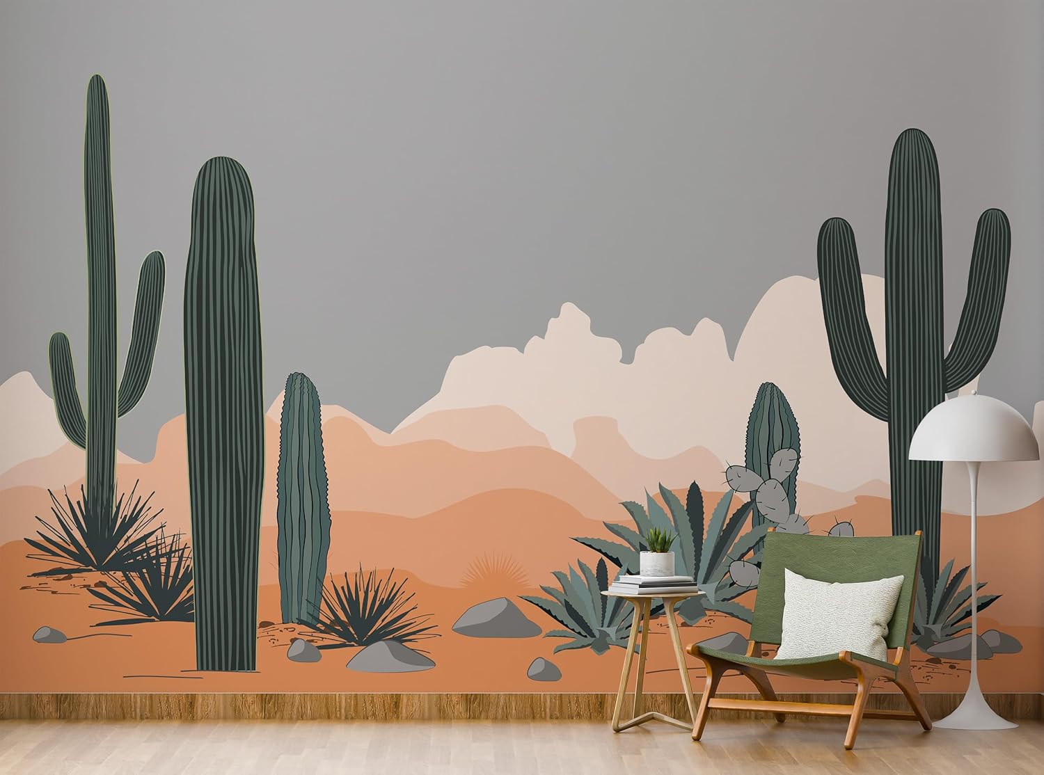 COCODECO Papel tapiz removible de agave del desierto y montañas de cactus saguaro para despegar y pegar, 100 pulgadas de alto x 150 pulgadas de ancho