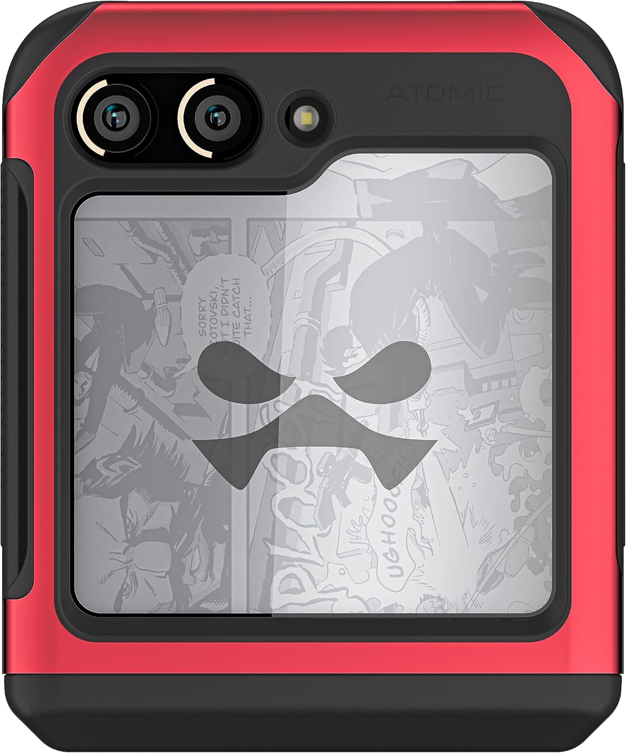 Ghostek ATOMIC – Funda delgada para Samsung Galaxy Z Flip 5 transparente con parachoques de metal de aluminio rojo, de alta calidad, resistente,