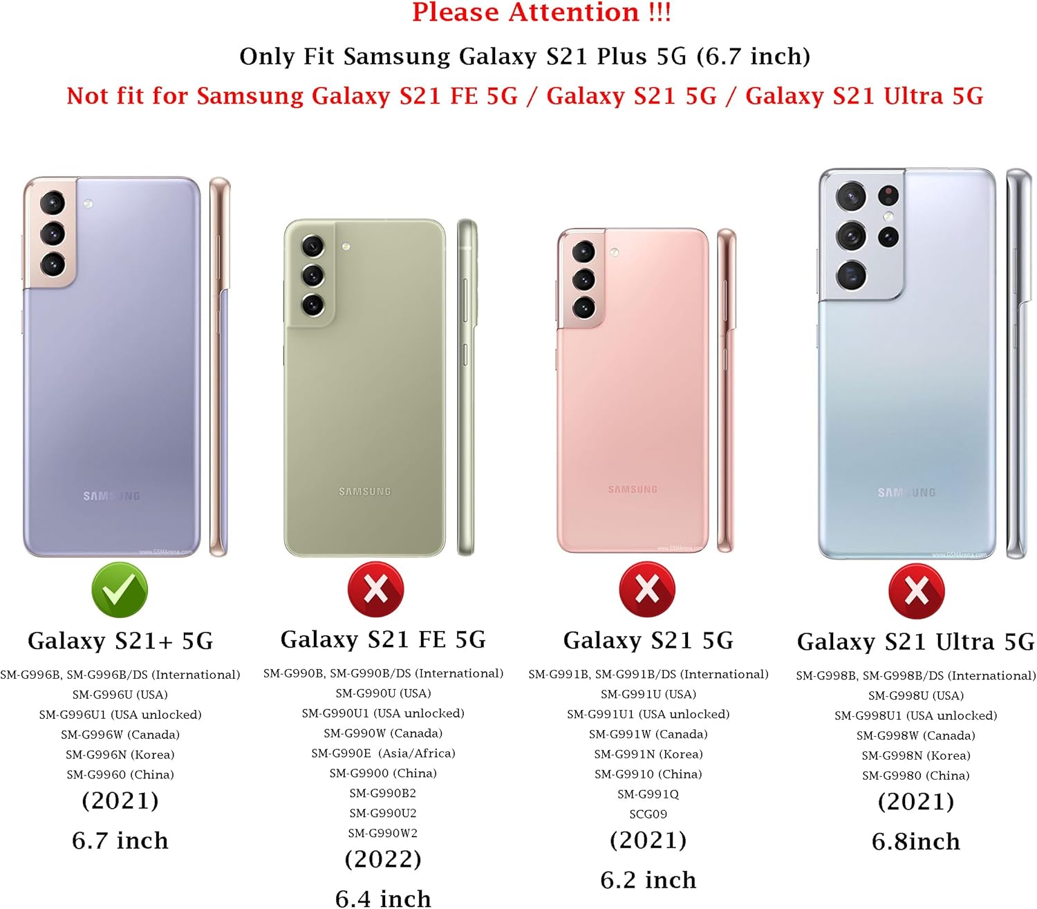 Funda para Samsung Galaxy S21 Plus con cubierta para lente de cámara, protector de pantalla HD, resistente a caídas de grado militar, soporte de