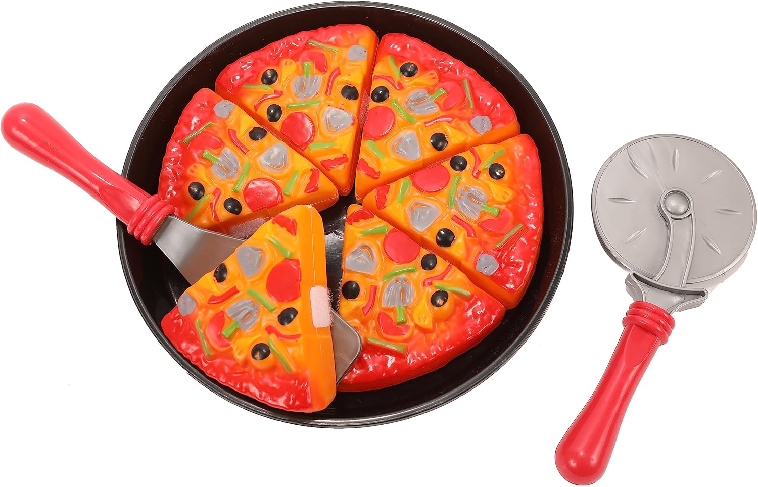 IQ Toys Juego de fiesta de pizza, juego completo de corte y servicio de pizza de simulación, 19 piezas