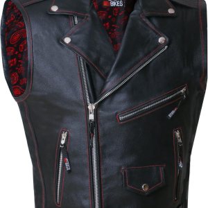 Jackets 4 Bikes – Chaleco de cuero para hombre, clásico, de motociclista, disimulado, vintage, color negro Jackets 4 Bikes – Chaleco de cuero para hombre, clásico, de motociclista, disimulado, vintage, color negro