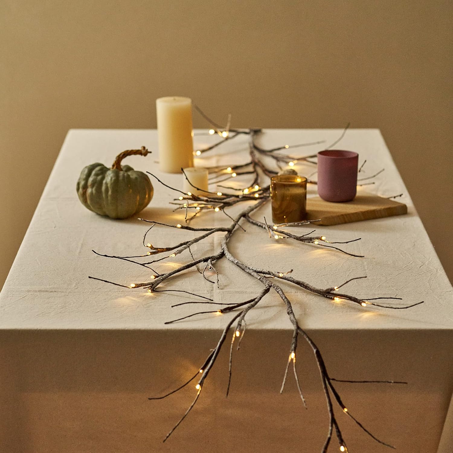 MIYA LIFE Guirnalda de ramas de nieve de Navidad, 6 pies, 48 LED, funciona con pilas, ramita iluminada para festival de invierno, fiesta, manto,