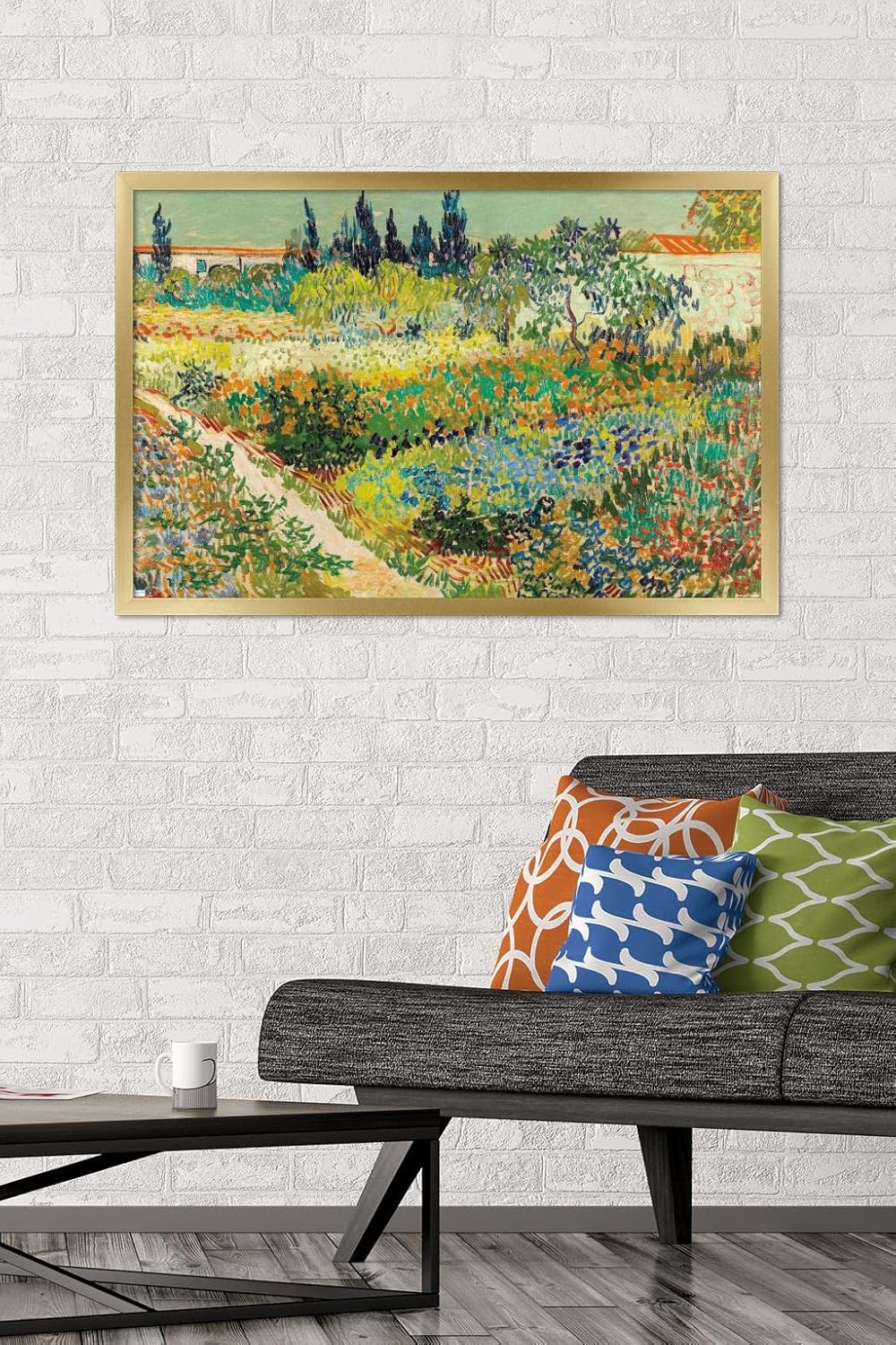 Trends International Garden at Arles de Vincent van Gogh – Póster de pared, 22.37 x 34.00 pulgadas, versión enmarcada en oro