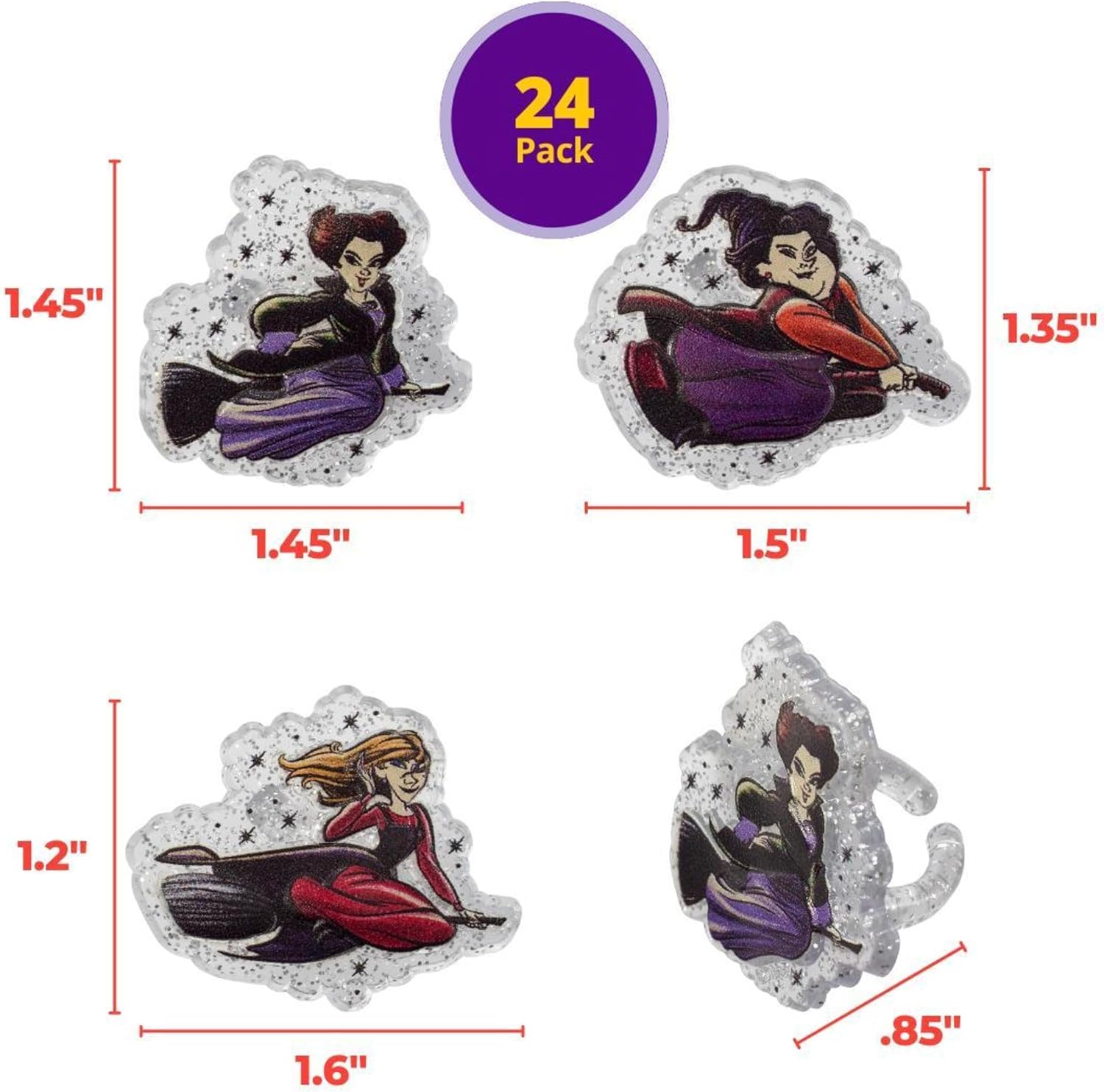 DecoPac Disney Hocus Pocus Forever Bewitching Anillos, decoraciones de cupcakes con las hermanas Sanderson en vuelo, 3 diseños, adornos para tartas
