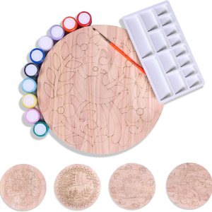 Saihut Kit de pintura acrílica con vibrante juego de pintura de madera, incluye 1 contorno de madera premarcado, 10 pinturas de tiza, bandeja de Saihut Kit de pintura acrílica con vibrante juego de pintura de madera, incluye 1 contorno de madera premarcado, 10 pinturas de tiza, bandeja de