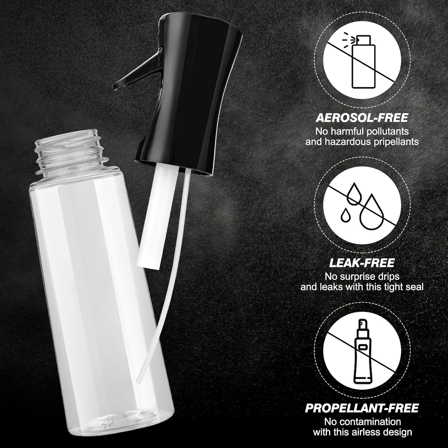 IMPORX Botella pulverizadora continua para cabello (10.1 onzas10.1 fl oz), paquete de 2 botellas de spray esenciales para el hogar para limpieza,