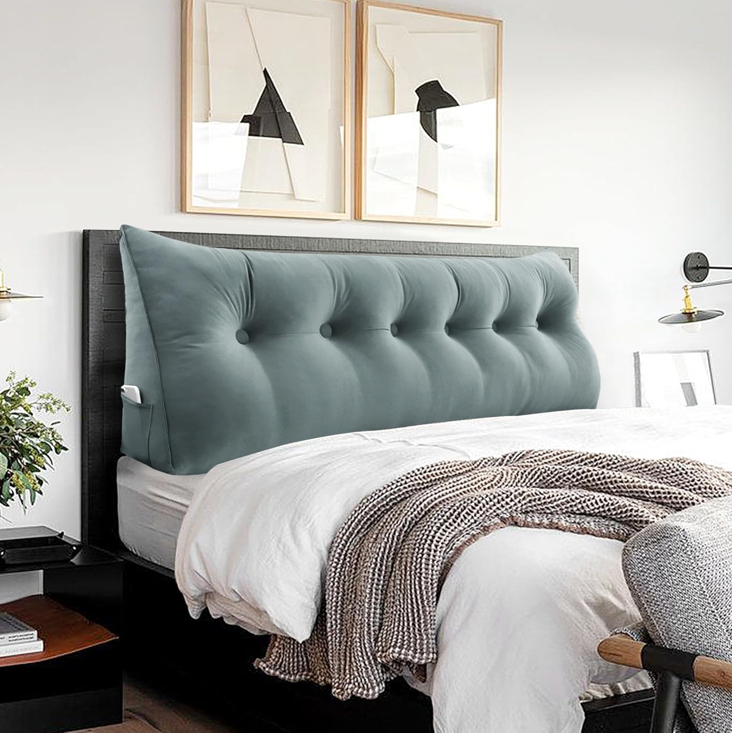 BNCKTRD Almohada de cuña para cabecero, almohada de lectura triangular, tamaño California King, almohada de apoyo para sentarse en la cama, sofá