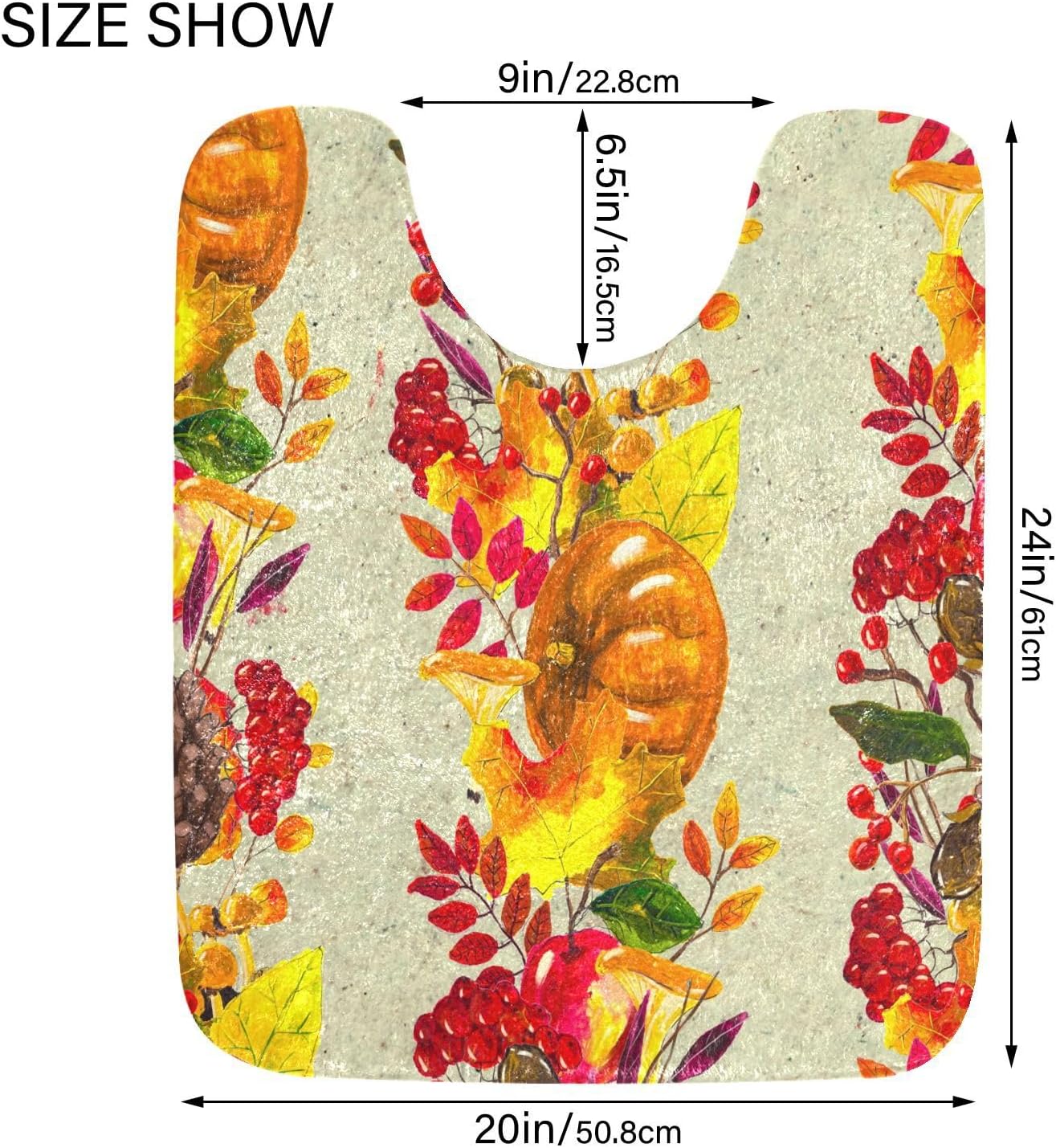 Bathroom Rugs Sets 2 Piece 24×16+24×20 Inch,Soft U-Shaped Contour Toilet Rug Fall Red Maple Leaves Non-Slip Absorbent Bath Floor Mat Carpet Set