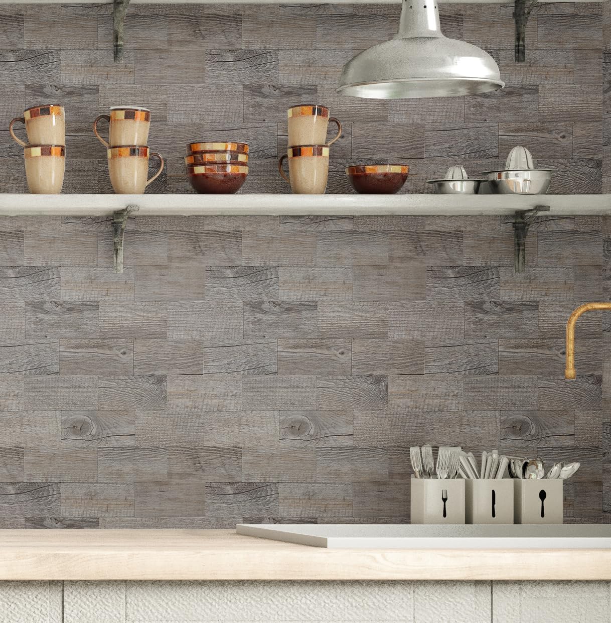 Yipscazo Azulejo de pared compuesto de PVC 3D de 3 x 6 pulgadas para despegar y pegar en azulejos para cocina, baño, lavandería, chimenea (gris