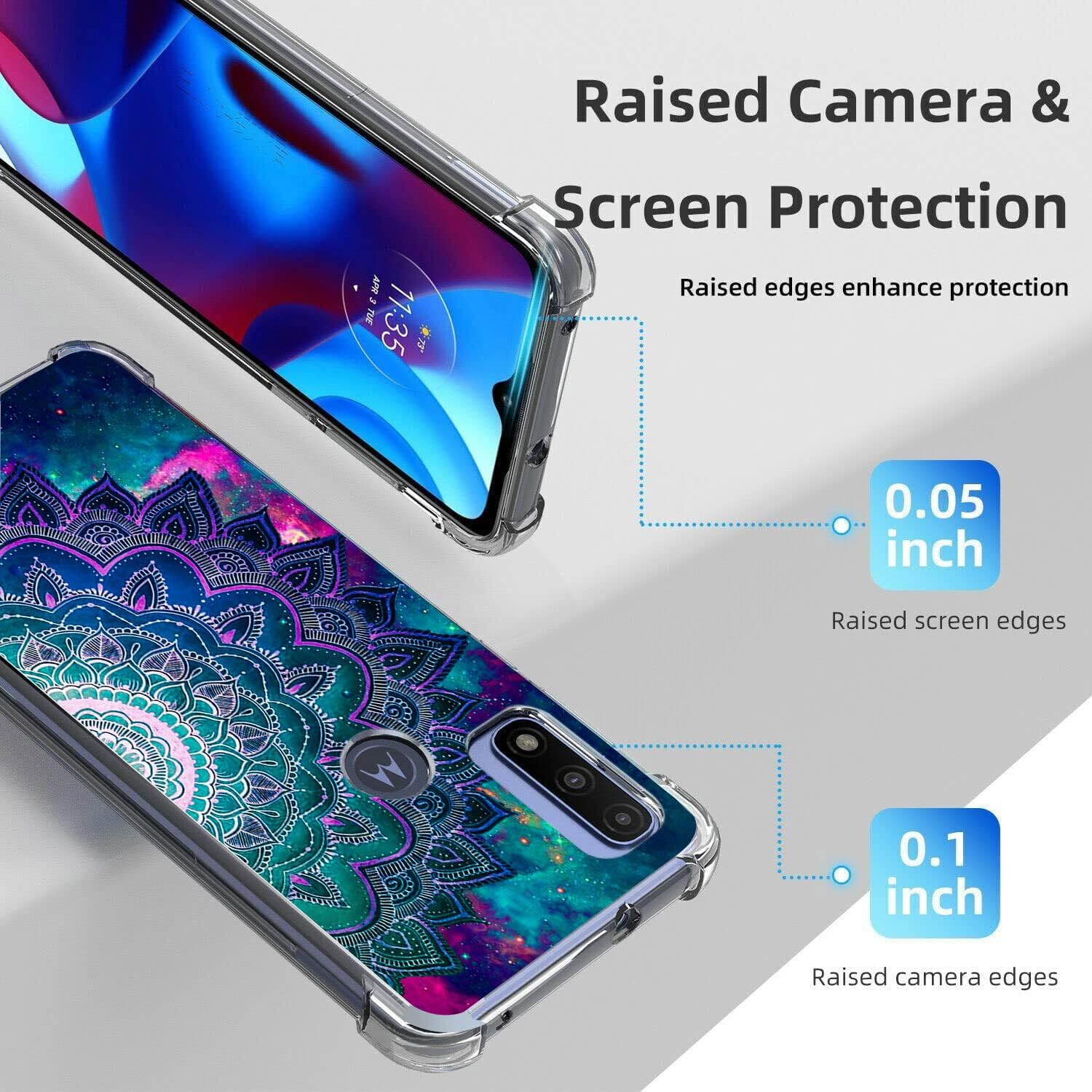 Beaucov Funda para Moto G PureMoto G Power 2022Moto G Play 2023, Mandala Flower Space Drop Protección a prueba de golpes Carcasa protectora de