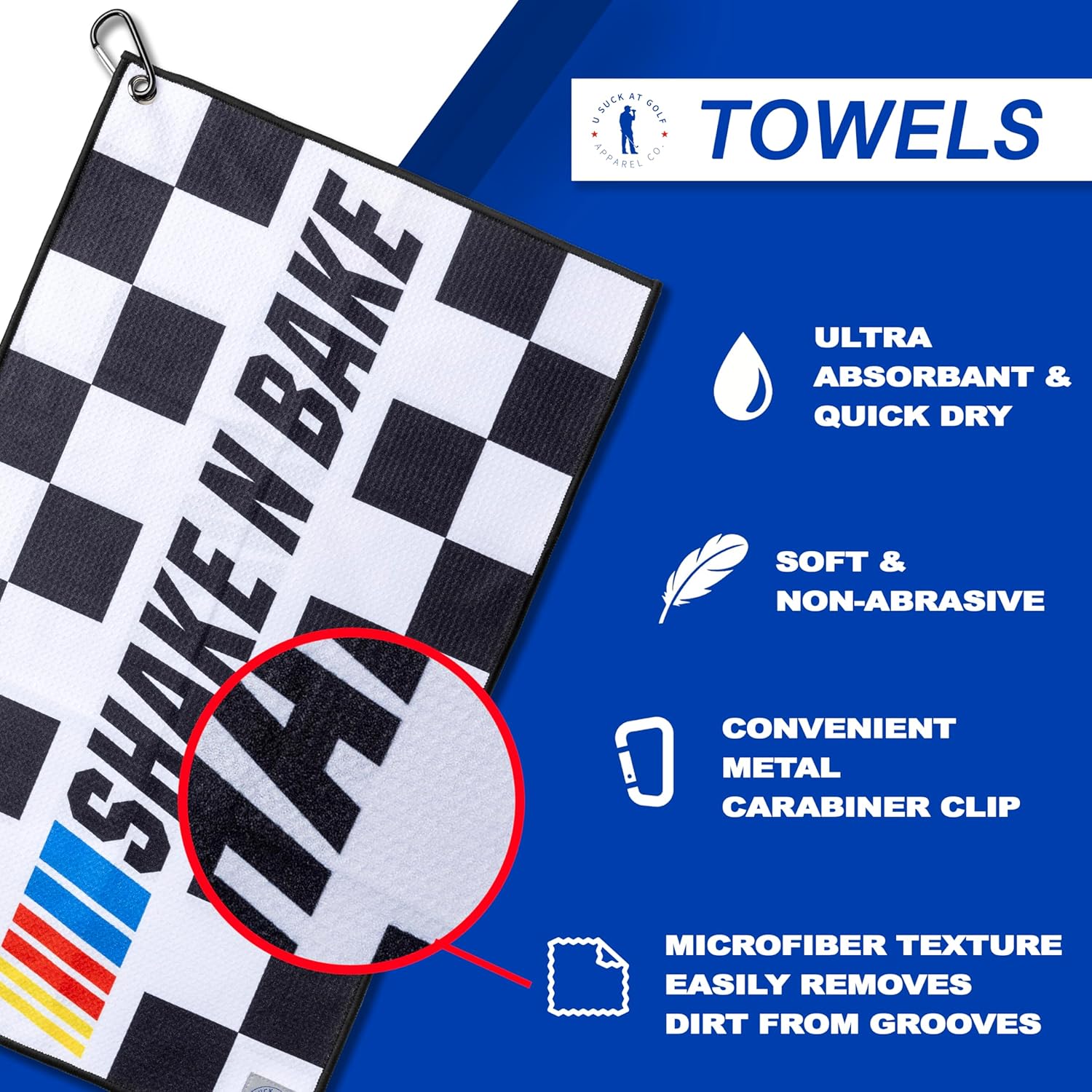 USAG – Toalla de golf de alto rendimiento para miembros del club de golf  Toalla de golf divertida para hombres (Shake n Bake Towel)