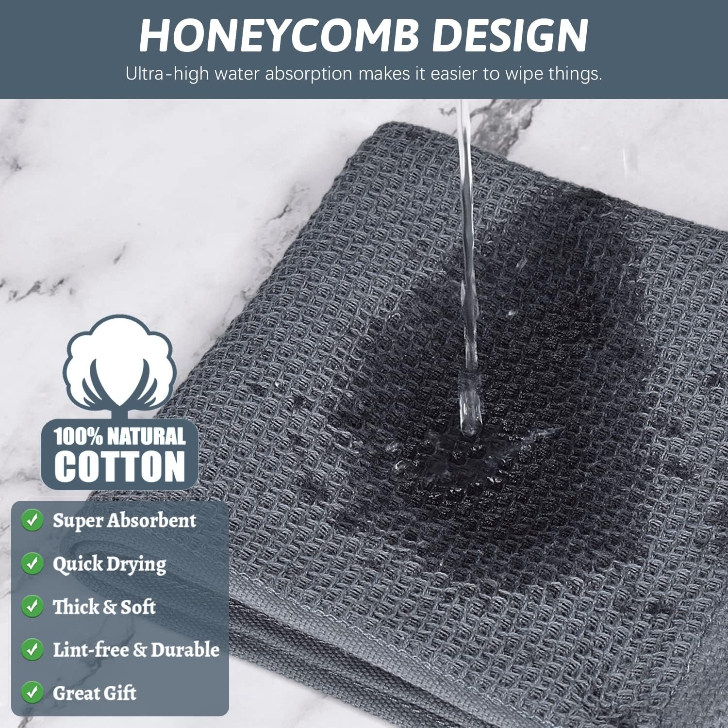 Nialnant Paquete de 4 paños de cocina para lavar platos, paños de cocina de tejido gofre, trapos de limpieza absorbentes súper suaves para lavar