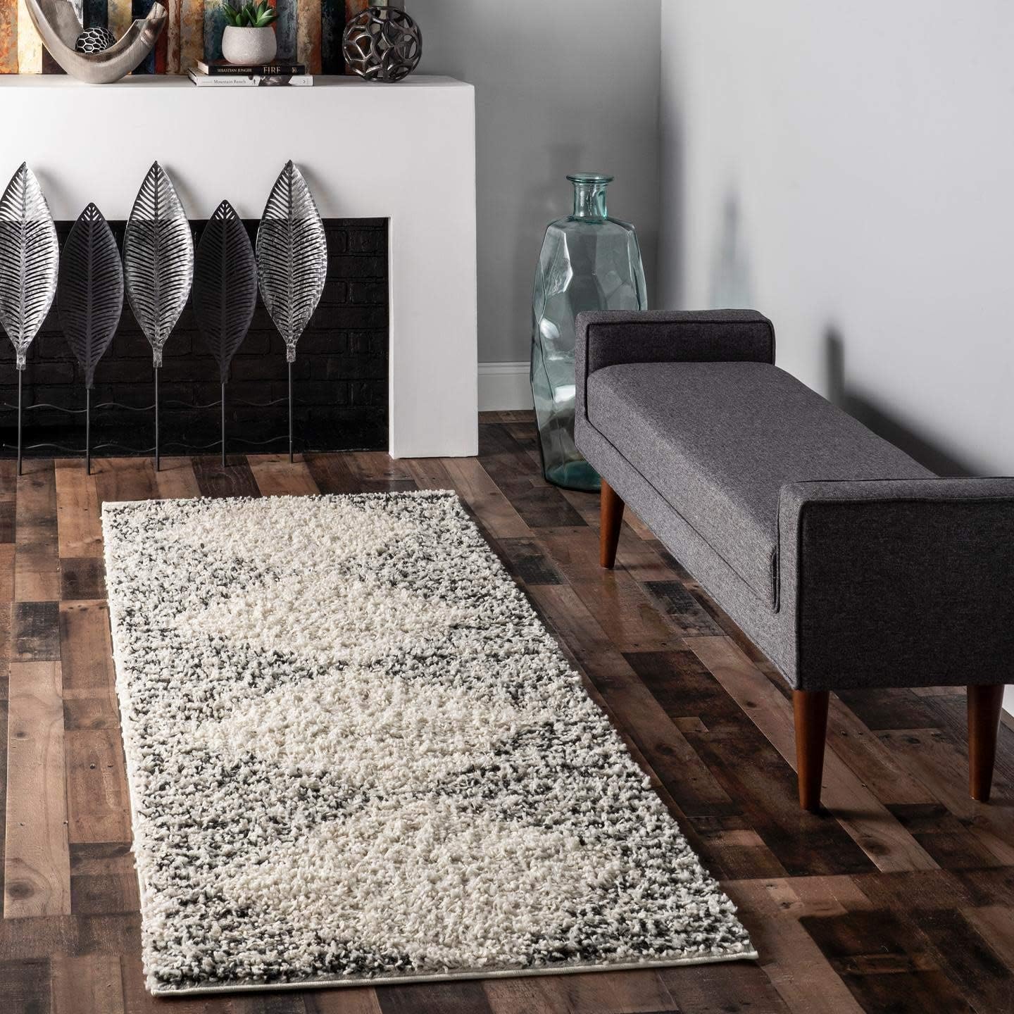 nuLOOM Scarlette – Alfombra abstracta de diamantes de 2 pies 8 pulgadas x 8 pies, color blanco roto