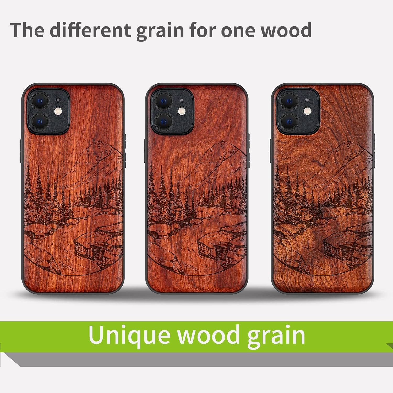 Carveit Funda magnética de madera para iPhone 12 madera natural y TPU suave negro a prueba de golpes, funda de madera única compatible con magsafe