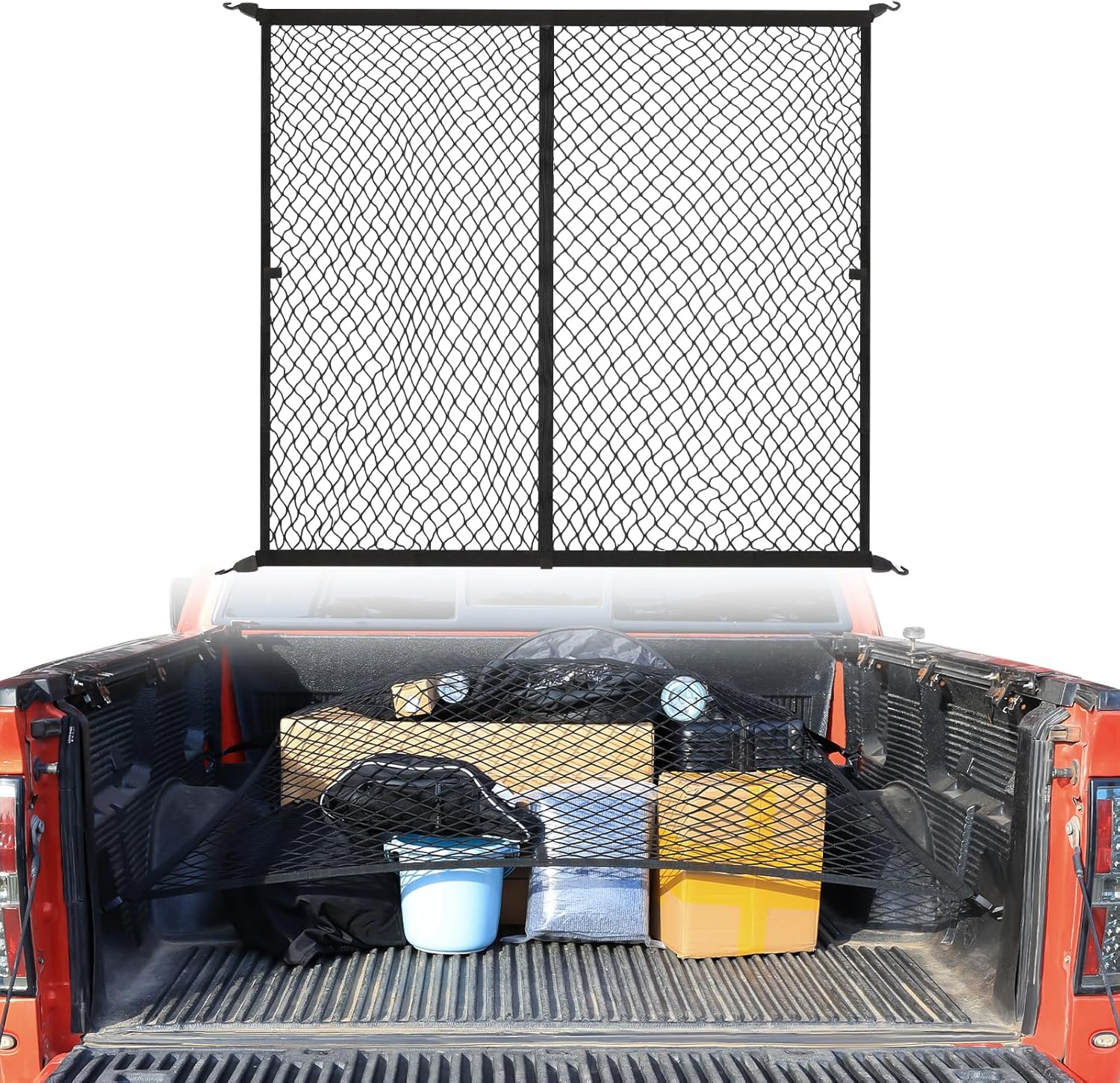 Red de carga elástica para camas de camioneta, organizador de malla de carga para caja de camión, red de carga de malla estilo maletero con 8