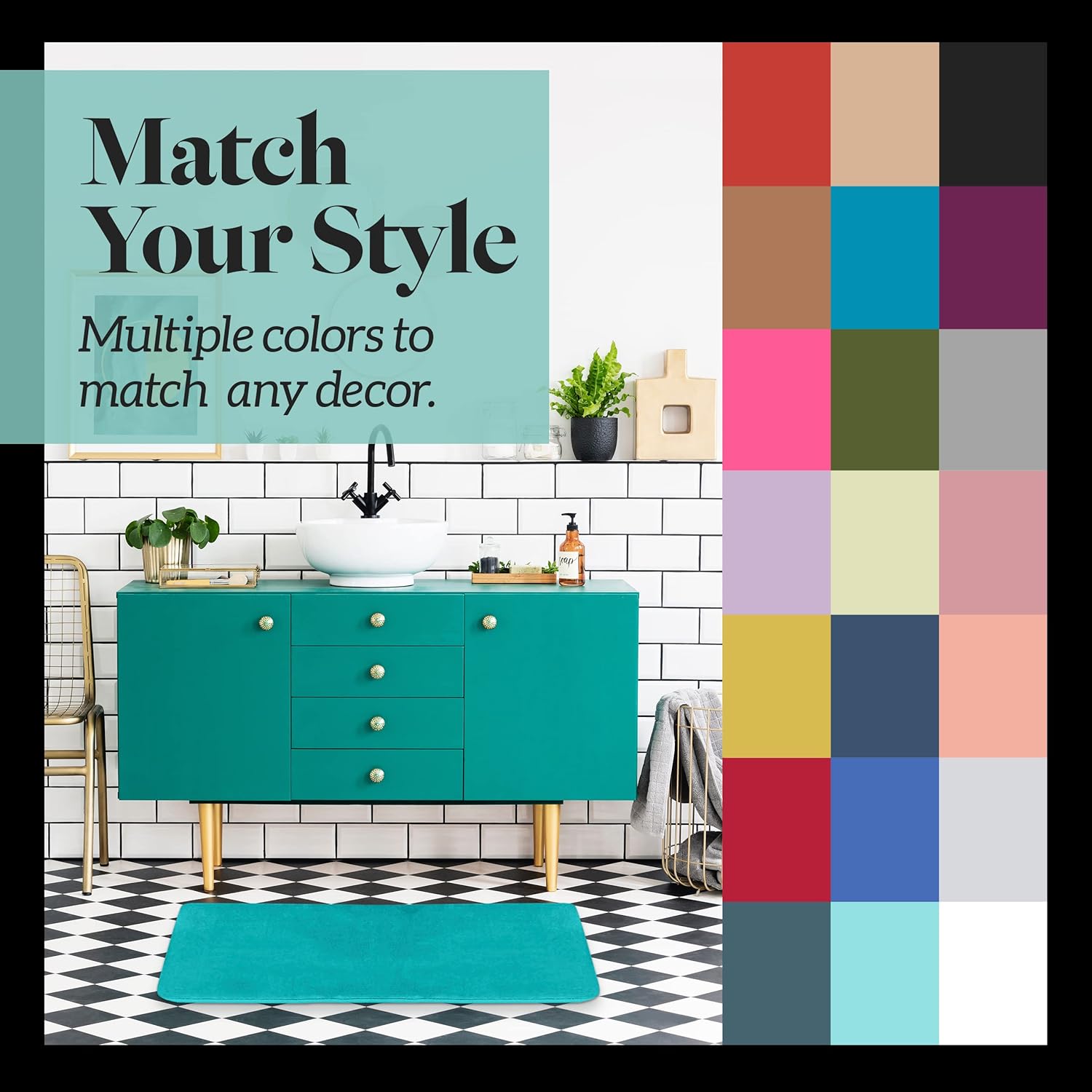 Genteele – Tapetes de baño antideslizantes, color verde azulado, 20 x 32 pulgadas y de secado rápido, alfombras de espuma viscoelástica