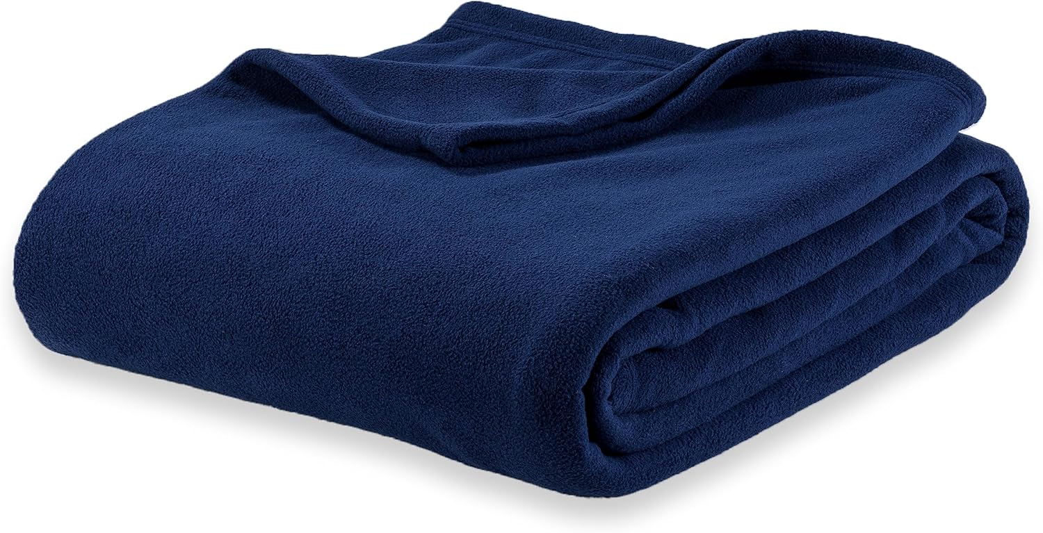 Berkshire Blanket Manta de microforro polar tamaño King de color azul marino, ligera, suave y transpirable, manta de microforro polar de felpa para