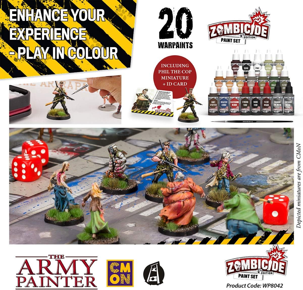 The Army Painter Zombicide – Juego de pintura de núcleo de segunda edición, 20 pinturas acrílicas, 1 sobreviviente y 1 pincel de inicio para Cool