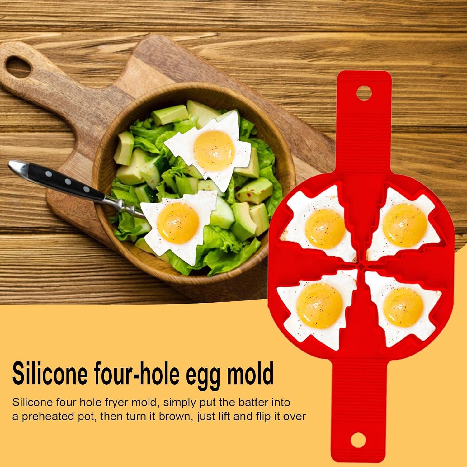 Molde de silicona para panqueques  Molde de huevo de árbol de Navidad – Molde para magdalenas de 4 agujeros para hacer panqueques de huevo para