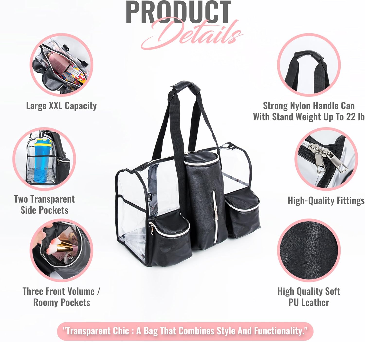 Bolsa de maquillaje transparente extragrande para mujer, bolsas de aseo impermeables para viajes, bolsa organizadora de cosméticos transparente con