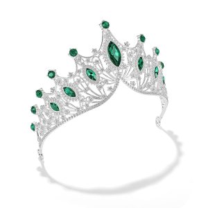 DZRYBNXF Tiaras de cristal de la corona y coronas para las mujeres tiara de plata de la boda para la novia (plata+verde) DZRYBNXF Tiaras de cristal de la corona y coronas para las mujeres tiara de plata de la boda para la novia (plata+verde)