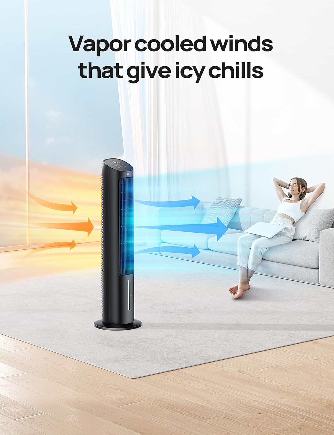 Dreo Ventiladores de torre que soplan aire frío, enfriador de aire evaporativo de 40 pulgadas, ventilador de refrigeración para dormitorio con