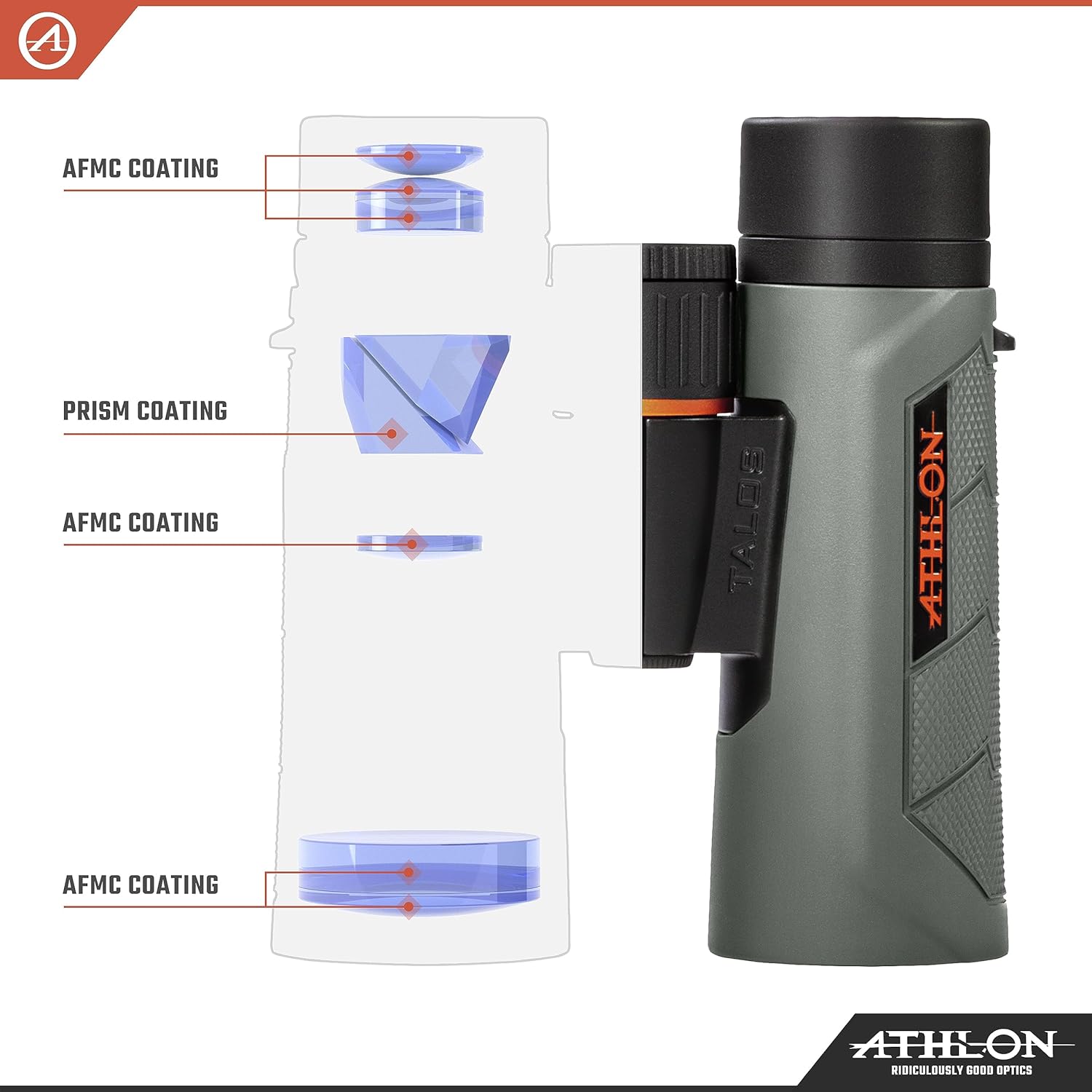 Athlon Optics Binoculares Talos G2 HD de 10 x 42 con alivio ocular para adultos y niños, prismáticos de alta potencia para caza, observación de aves