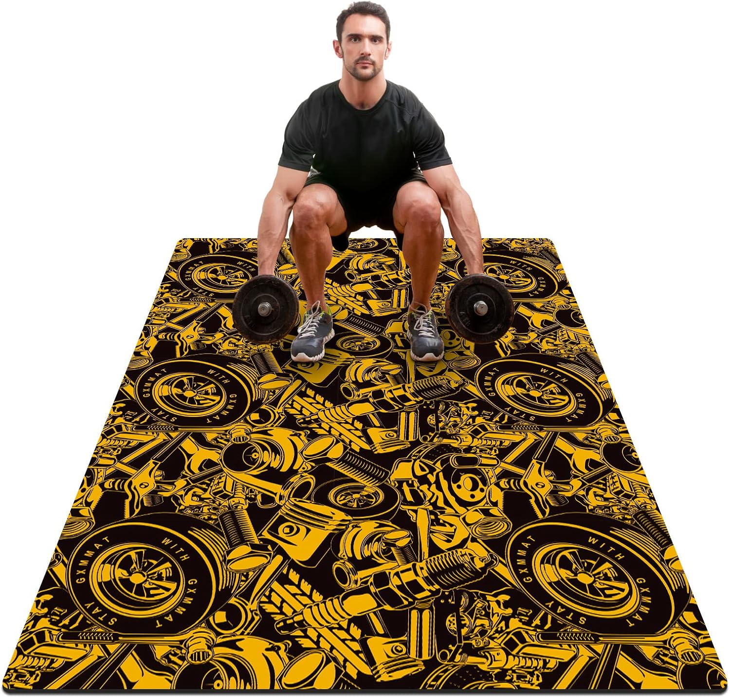 GXMMAT Alfombrilla de ejercicio de goma extra grande de 0.236 x 0.157 x 0.197 in, tapetes de entrenamiento ultra duraderos para suelos de gimnasio