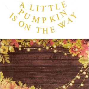 Funnytree A Little Pumpkin is on The Way – Kit de accesorios de decoración de baby shower, un telón de fondo de 5.9 x 3.6 pies, tarjetas, cinta, Funnytree A Little Pumpkin is on The Way – Kit de accesorios de decoración de baby shower, un telón de fondo de 5.9 x 3.6 pies, tarjetas, cinta,