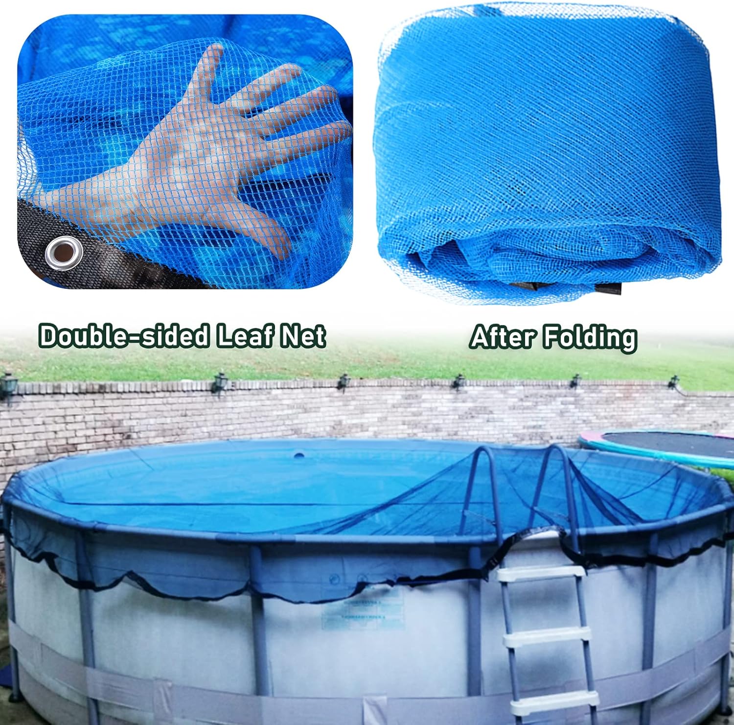 Cubierta redonda para red de hojas de piscina, material duradero, malla apretada, fácil instalación, máxima protección, protege la piscina de hojas