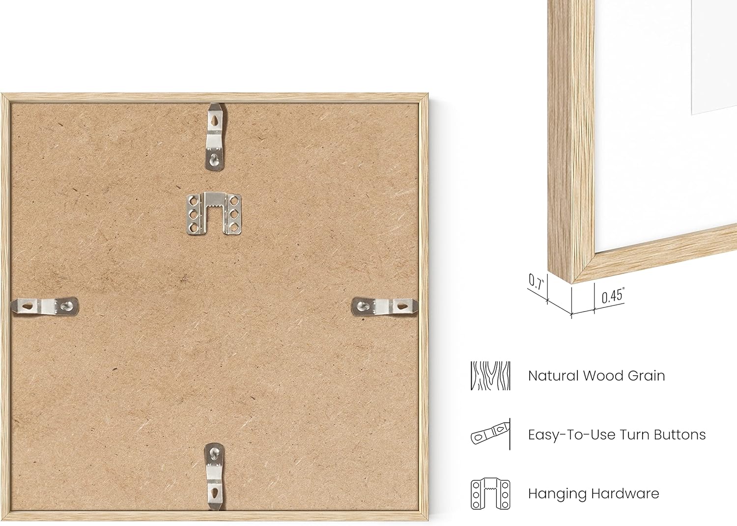 HAUS AND HUES Portarretratos de roble macizo de 10 x 10 pulgadas con paspartú de 5 x 5 pulgadas, marco de madera de 10 x 10 pulgadas para pared,
