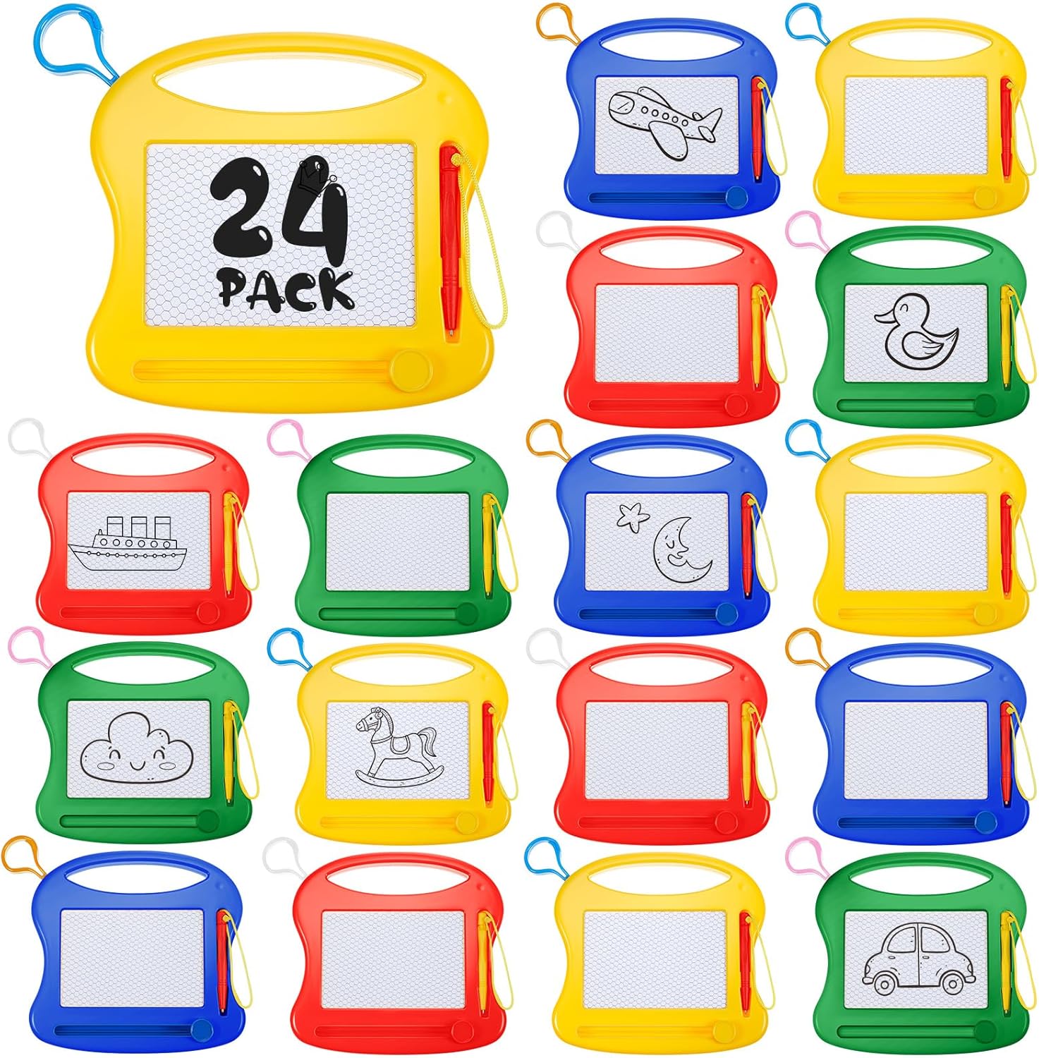 Mini tablero magnético de dibujo de 24 piezas para niños, juego de tablero de garabatos pequeño borrable, portátil, tamaño de viaje, almohadilla de