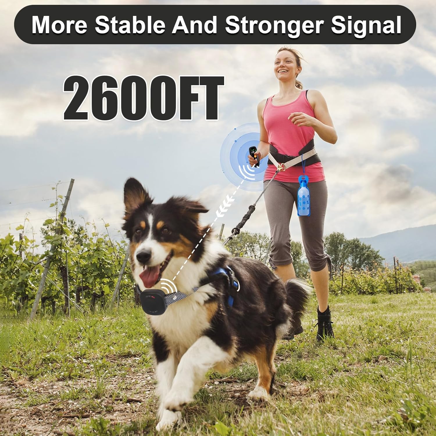 GUIASIPULE Collar de entrenamiento impermeable con 4 modos de entrenamiento seguros, collar E de perro de 2600 pies con control remoto (para perros