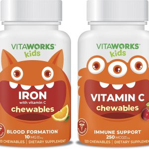 Paquete de hierro para niños de 10 mg + vitamina C masticables + vitamina C 250 mg Paquete de hierro para niños de 10 mg + vitamina C masticables + vitamina C 250 mg