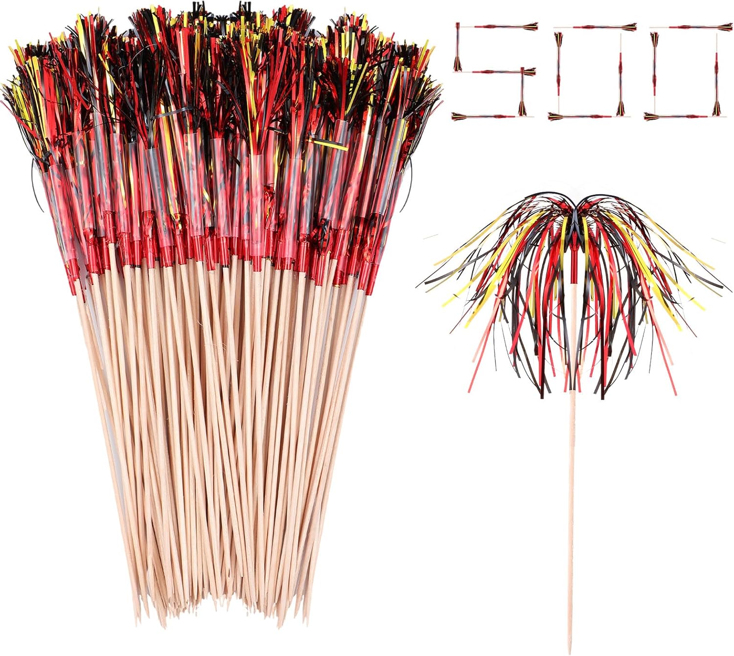 500 piezas de adornos para magdalenas de fuegos artificiales, adornos de tartas navideñas, palillos de dientes decorativos para aperitivos para