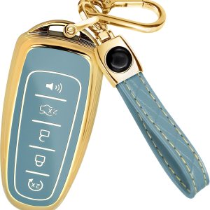 Funda para llavero y llavero de cuero – Funda completa para llave – Funda de TPU para llavero, Azul Funda para llavero y llavero de cuero – Funda completa para llave – Funda de TPU para llavero, Azul