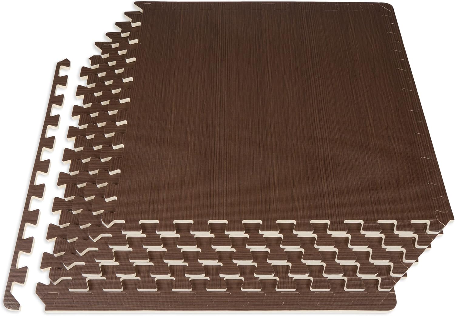 ProsourceFit Tapete de rompecabezas de grano de madera de 12 pulgadas, 6 azulejos de espuma EVA entrelazados (24 pies cuadrados) para equipos de