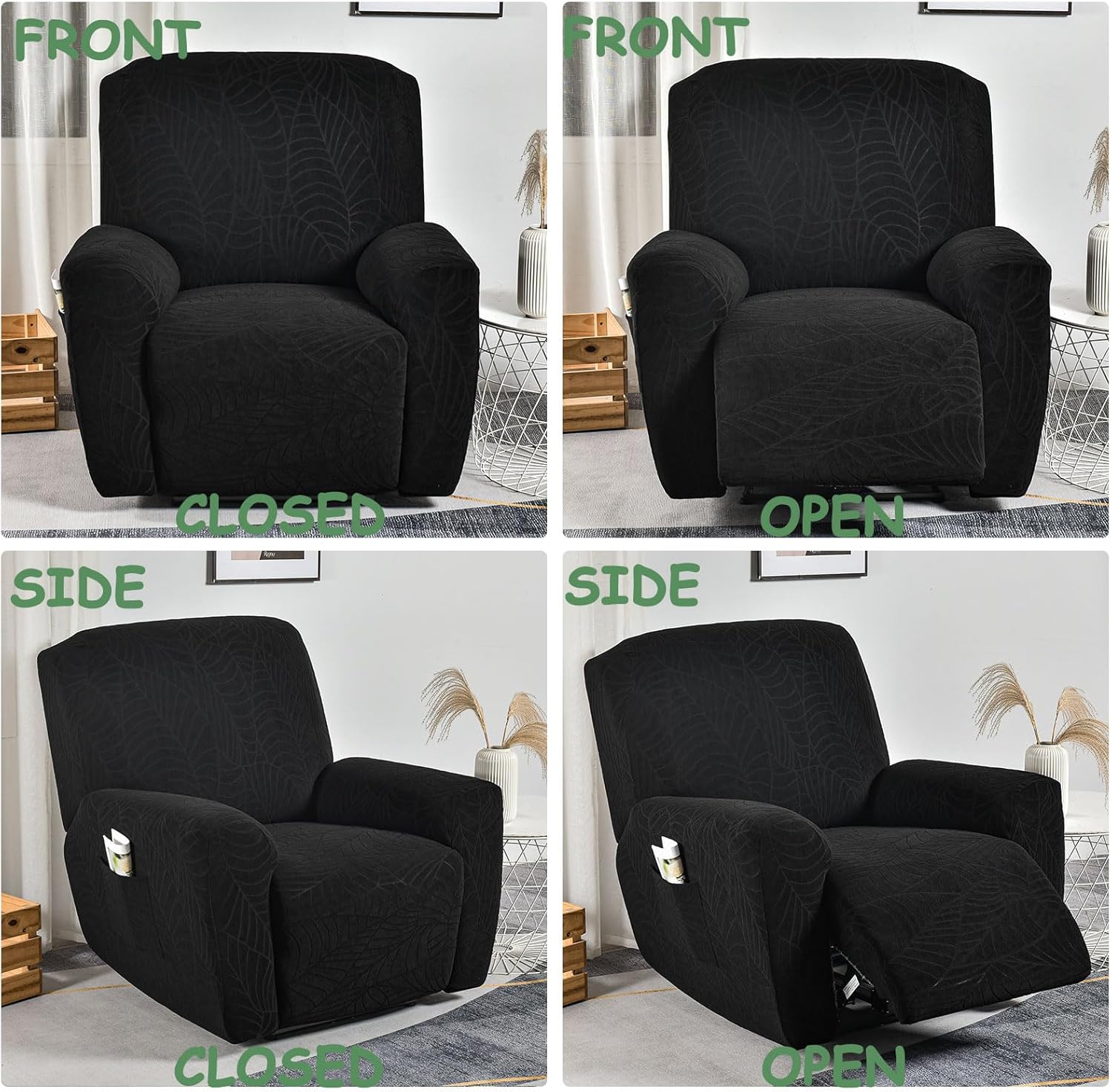 HAOYONG Fundas reclinables elásticas de jacquard Lazyboy, funda reclinable de 4 piezas para sillón reclinable de 1 asiento, fundas para sofá